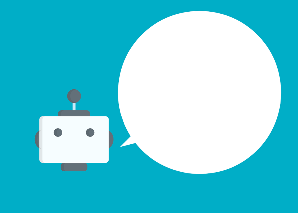 a chatbot illustration with a conversation bubble.